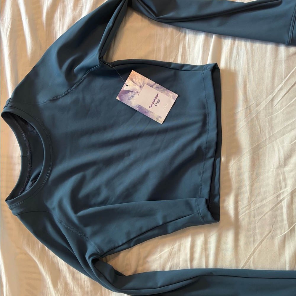 Fleo Teal Long Sleeve Crop Top